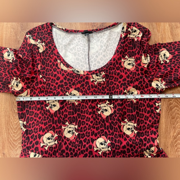 Torrid Skull Peplum Dress Leopard Print Size 12 Goth Halloween Stretch Bodycon - Picture 10 of 11